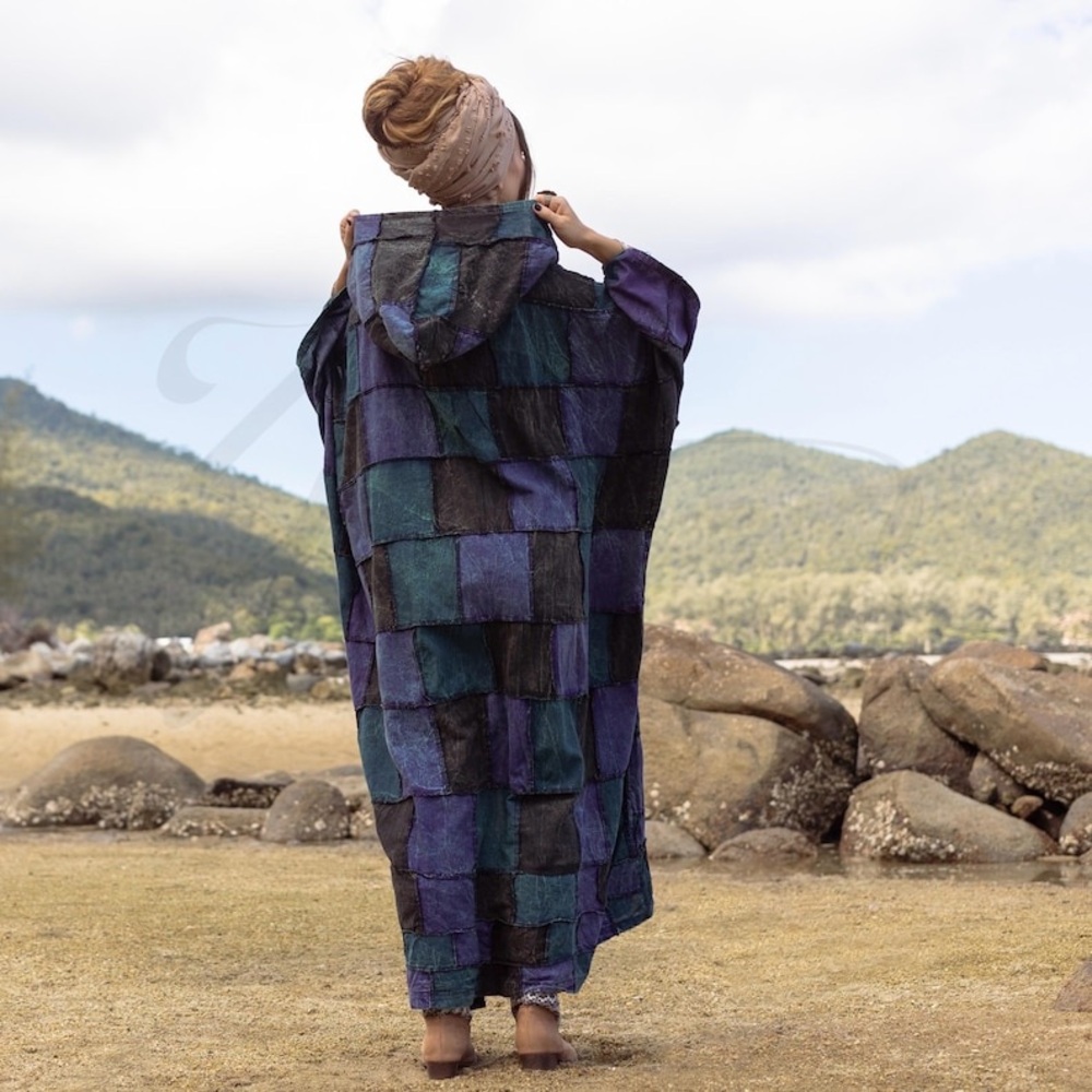 Boho Patchwork Kimono Duster Jacket Oversized Fes… - image 5